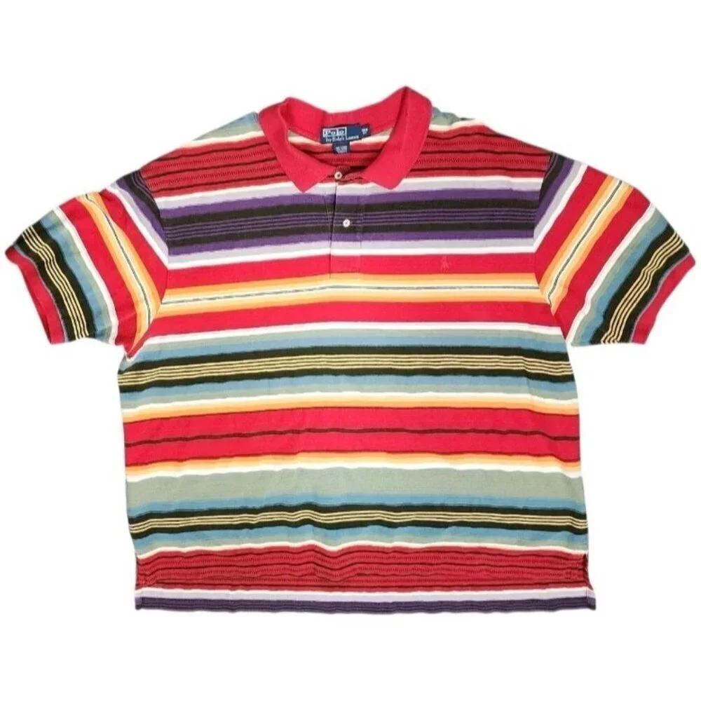 Polo Ralph Lauren Shirt 3XB 3XL Southwest Knit Aztec Navajo Blanket Stripe 90s